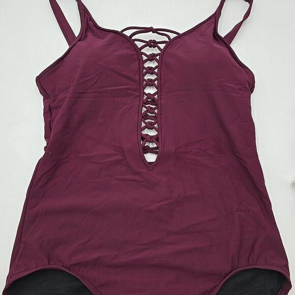 Aqua Green Size 16W Lace Up Deep Plunge Nairobi 1 Piece Swimsuit NWT - Picture 11 of 11